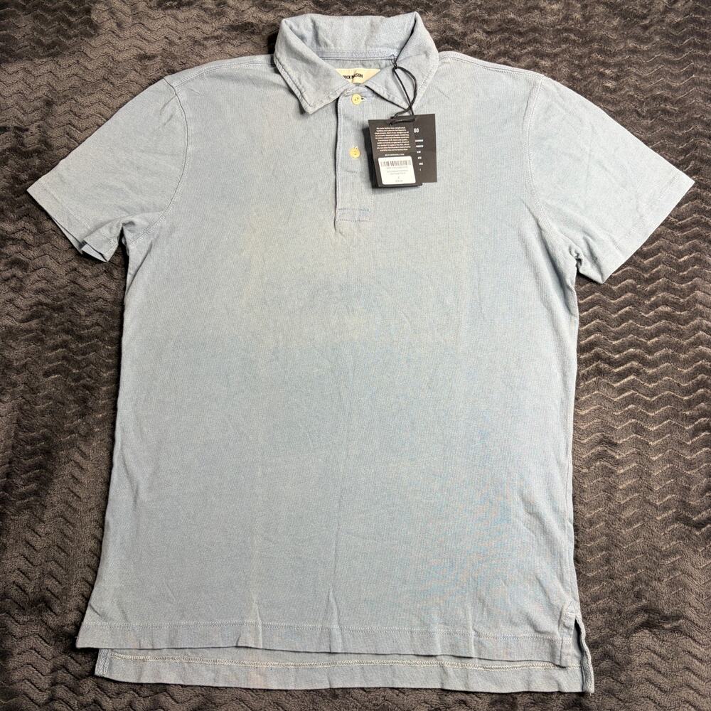 Buck Mason L013 Polo Shirt Men S Blue Indigo Dipped Cotton Short Sleeve NWT